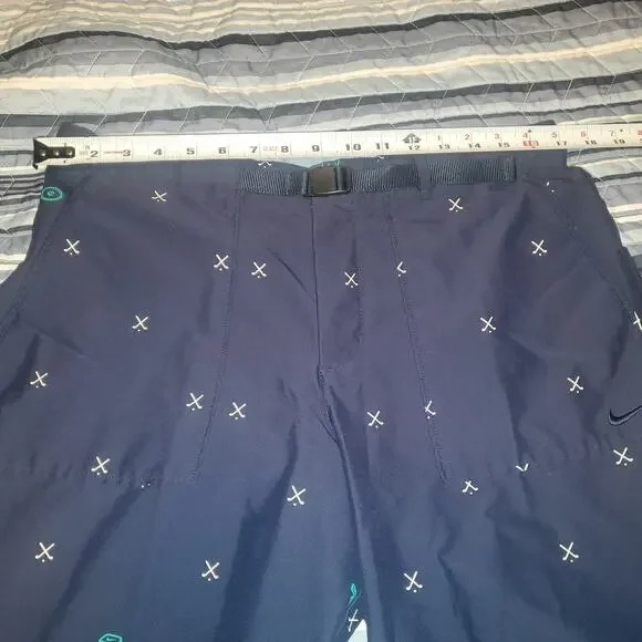 Nike Flex Charm Novelty Golf Print Dri-Fit Slim Shorts Blue 34 Belted CQ4877-451 - Picture 7 of 12